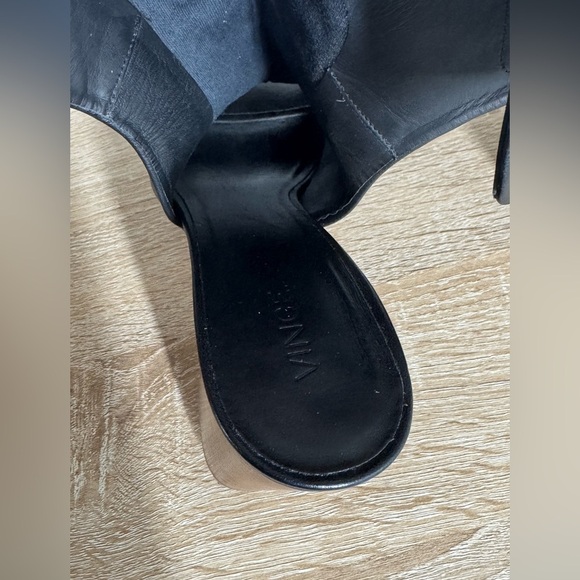 Vince Size 9.5M Black Leather Open Toe Block Heels Slingback Sandals Bootie - Picture 14 of 15